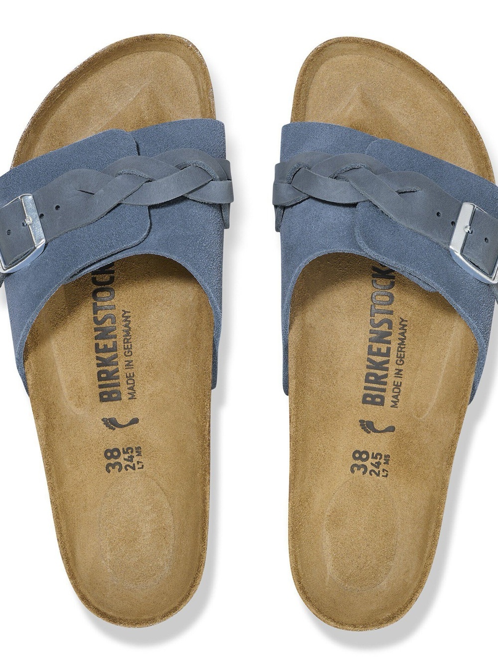 Birkenstock Women's Braided Suede Slide Sandals in Slate Blue